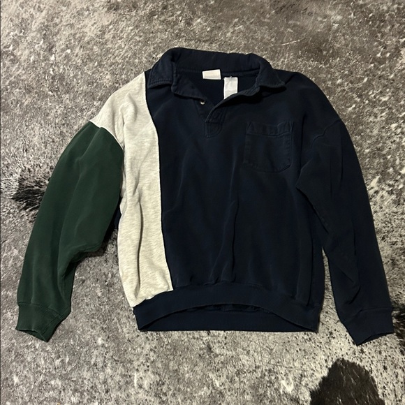 Puritan Other - Men's Navy, Green, and Gray Sweater